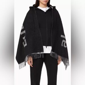 Alexander Wang Black and Gray Hooded Poncho